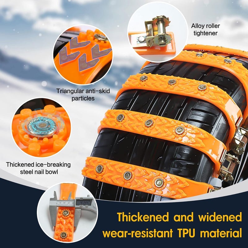 Mistriddle Snow Chains, Anti Slip, Non-metallic, Emergency Tire Chains Suitable for Cars, Trucks, Pickup, SUVs with Tire Width of 245-275mm(14 Pack, Yellow) - Image 3